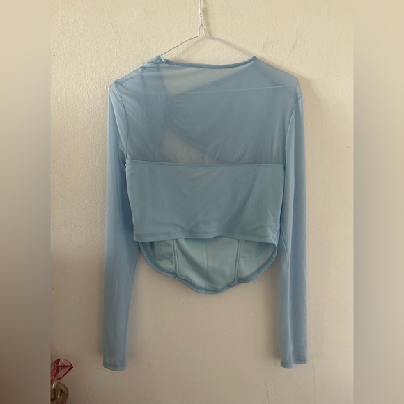SHEIN - Sheer Mesh Ruched Yoke Peekaboo Front Bustier Top - Large - Picture 8 of 15